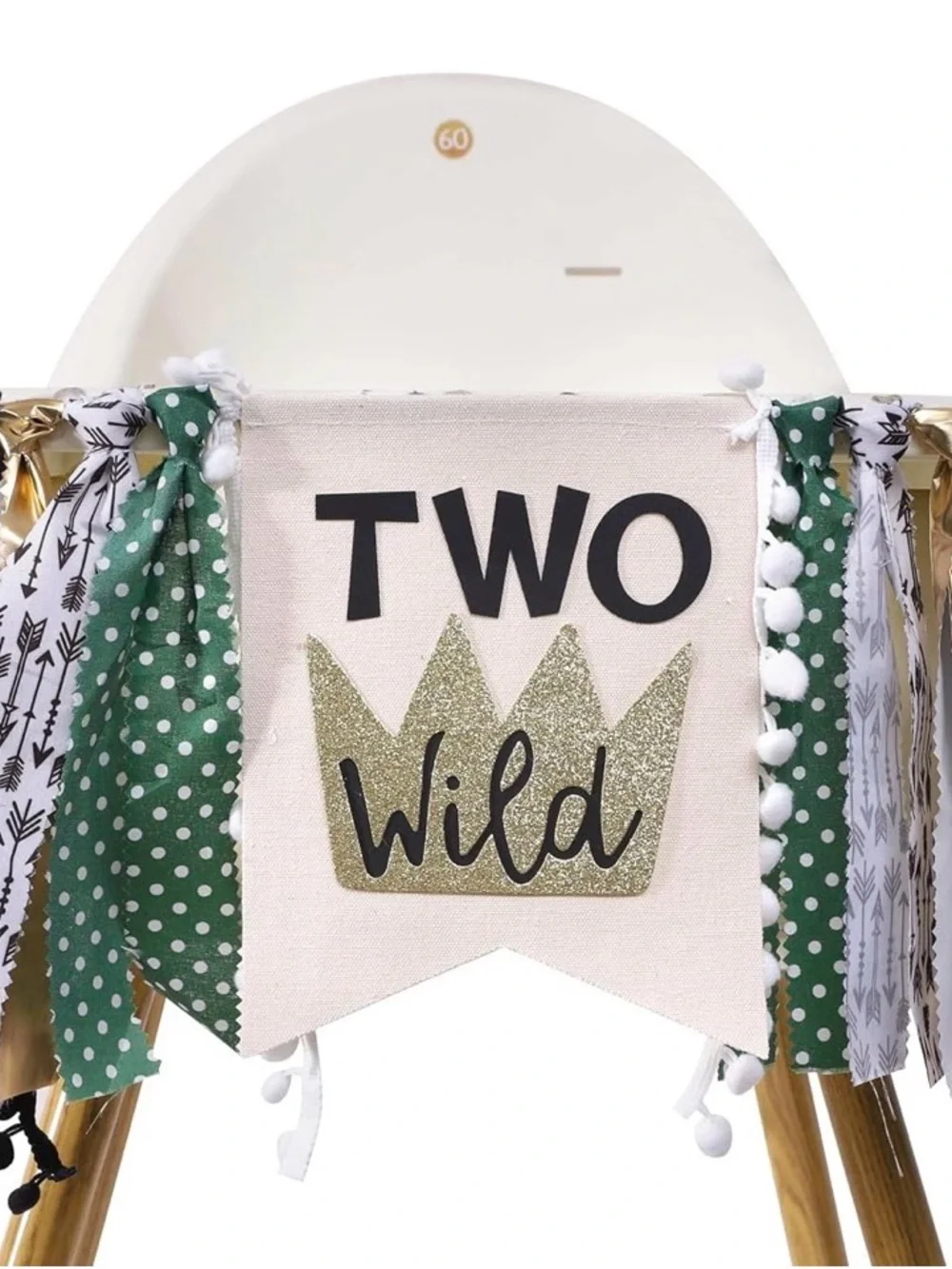 Two Wild High Chair Banner - Green, Gold, White